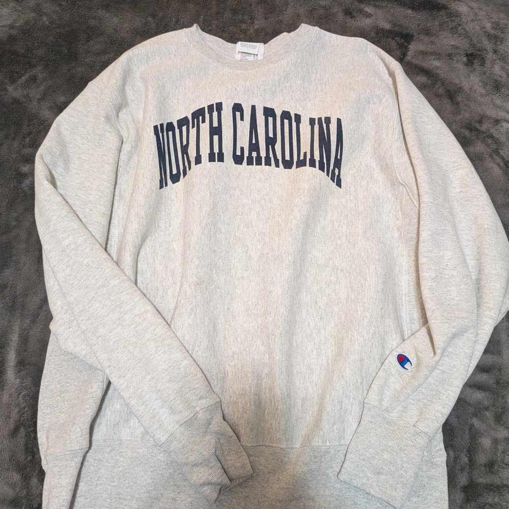 Champion Light Gray North Carolina Crewneck Sweater